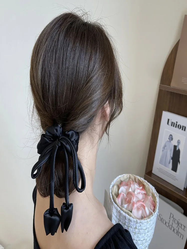 French Tulip Large Intestine Strap Hair Loop, Elegant and Elegant, Elegant and Elegant Headband, High Elasticity, Not Harmful to