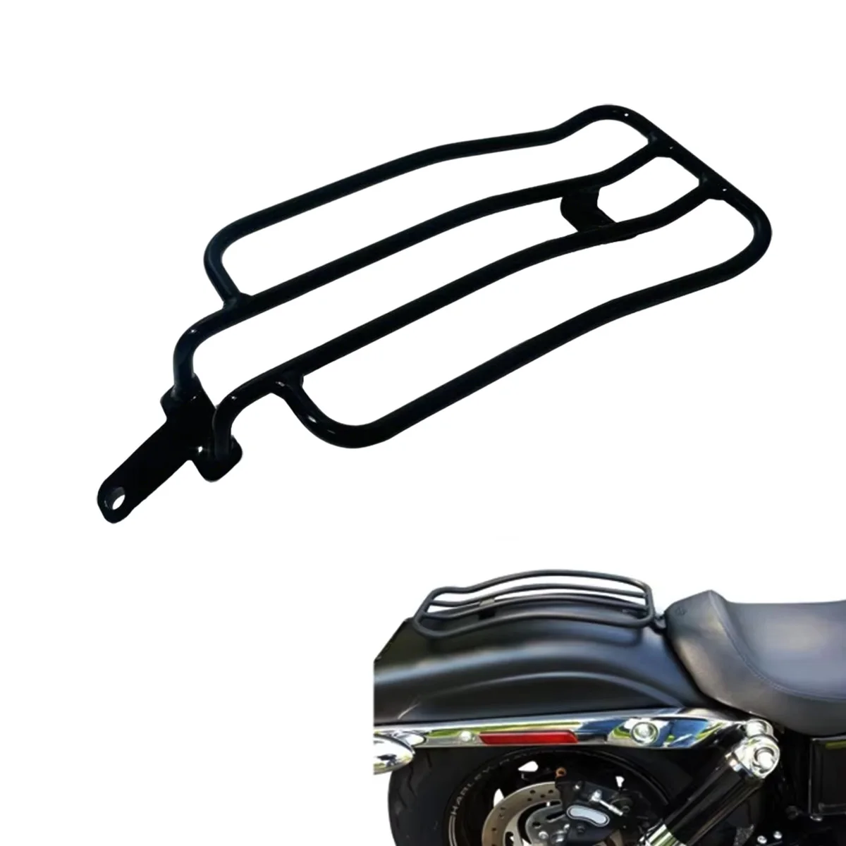 Motorcycle Rear Luggage Rack Carrier Solo Seat For   Street Bob Models 2018-2025 Black/Chrome