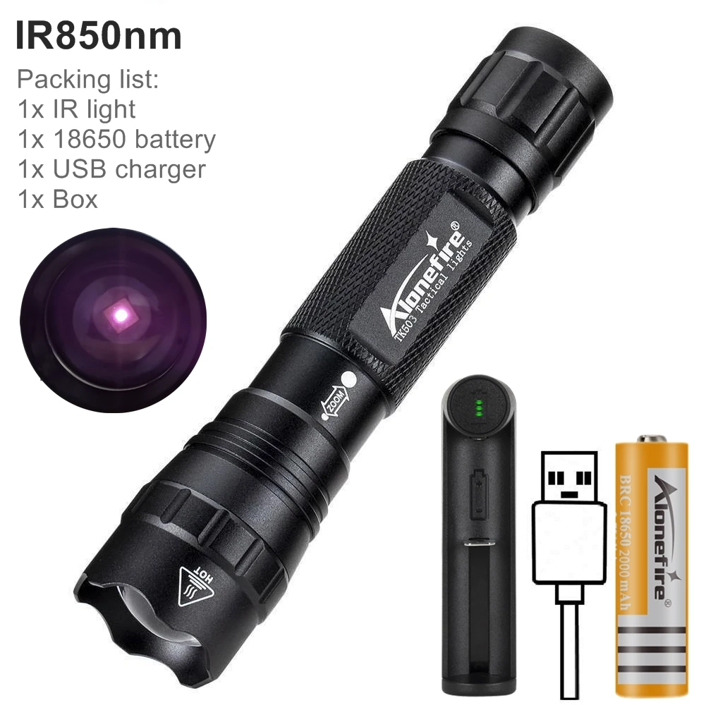 Ir850 940nm Infrarot LED Zoom hoch hell Nachtsicht Infrarot Füll licht taktische Jagd Taschenlampe ir füllen Beleuchtung Lampe