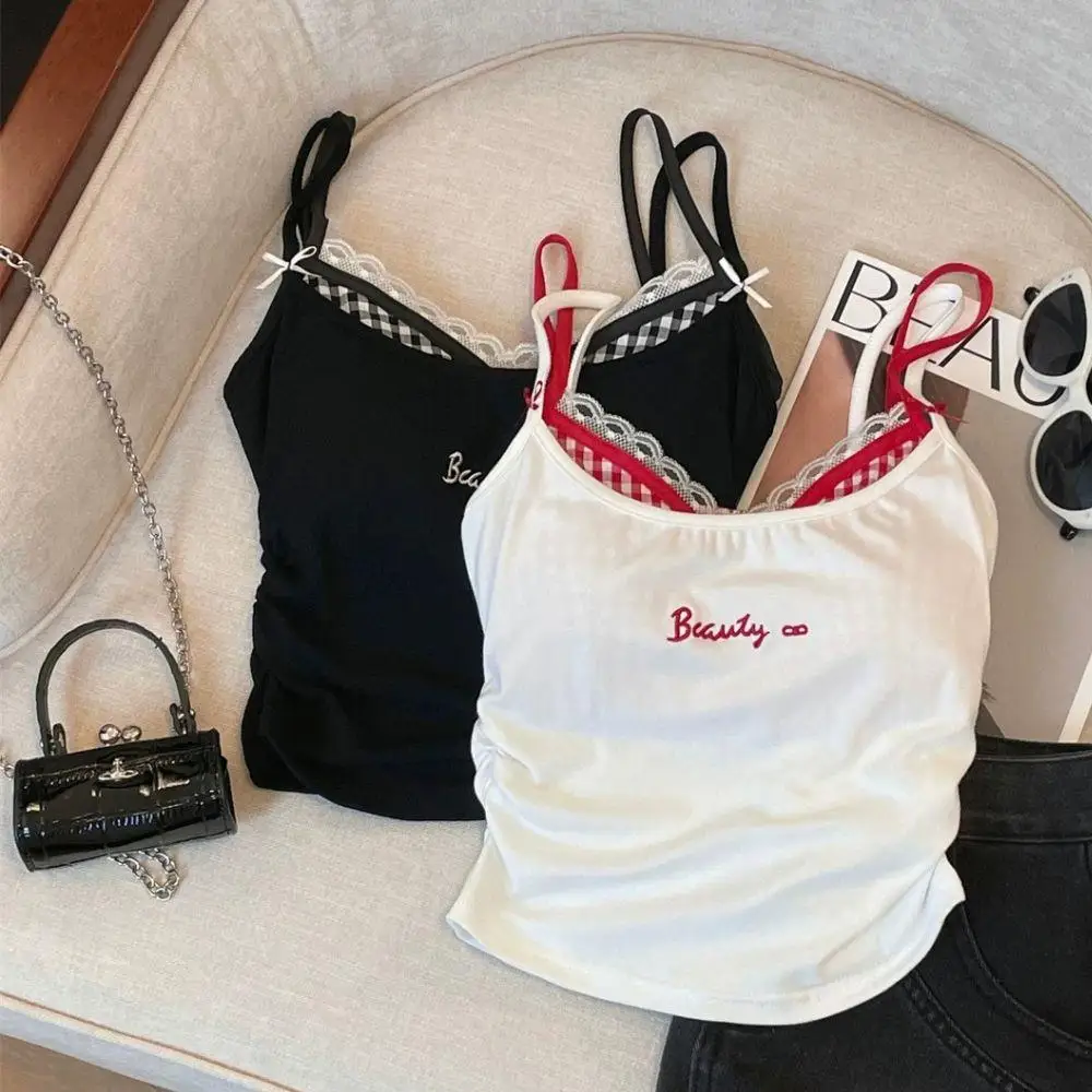 Zweiteiliges Illusion-Brustpolster, innere Oberbekleidung, Tank-Top, schlankmachende Basis, schöner Rücken-BH, Damen-T-Shirt, Sommer, Y2K-Röhrenoberteil, neu