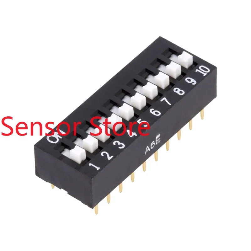 

10PCS A6E-0104 10 Position 10P Side Dial Code Switch 2.54 Gold-plated Pin Genuine