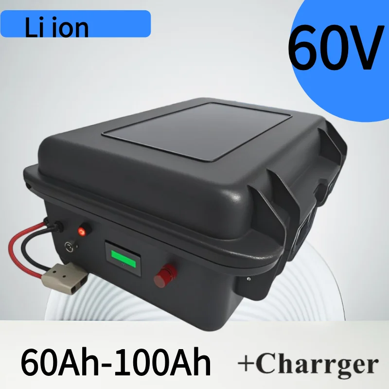 Batería portátil de iones de litio de 60V, 60Ah, 80Ah, 100Ah con Bluetooth BMS 17S para carito de Golf de 5000W, almacenamiento