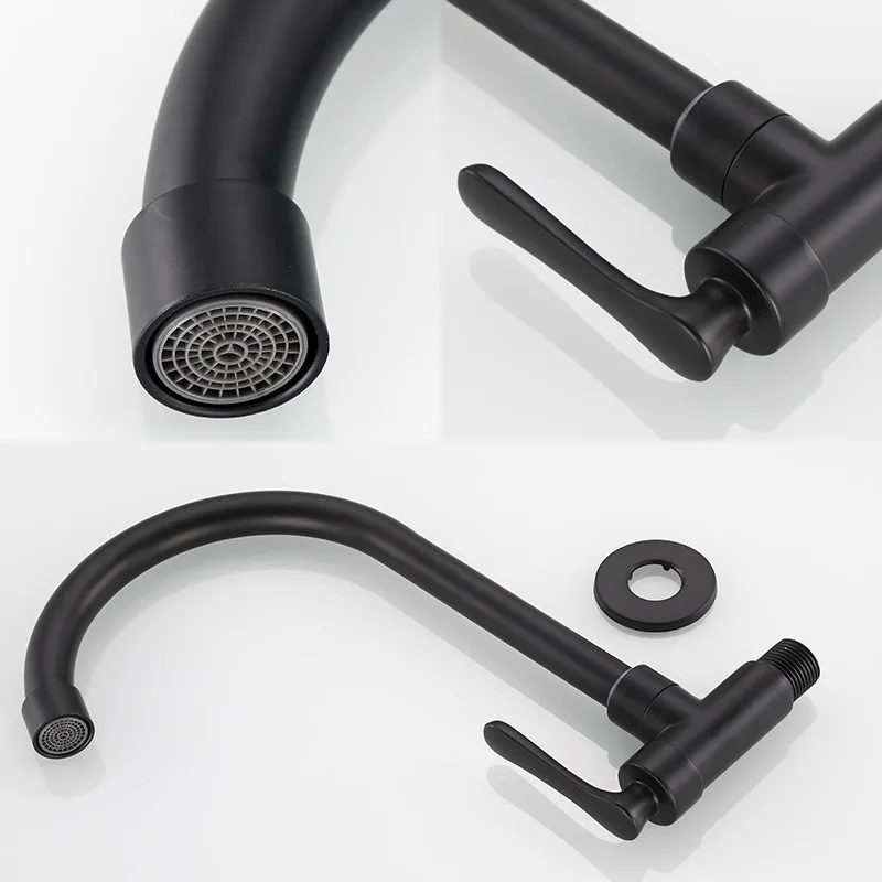 Wall Kitchen Faucet Single Cold Water Black Kitchen Faucets Universal Crane 360 Degree Turn  Kitchen Mixer Taps ML772