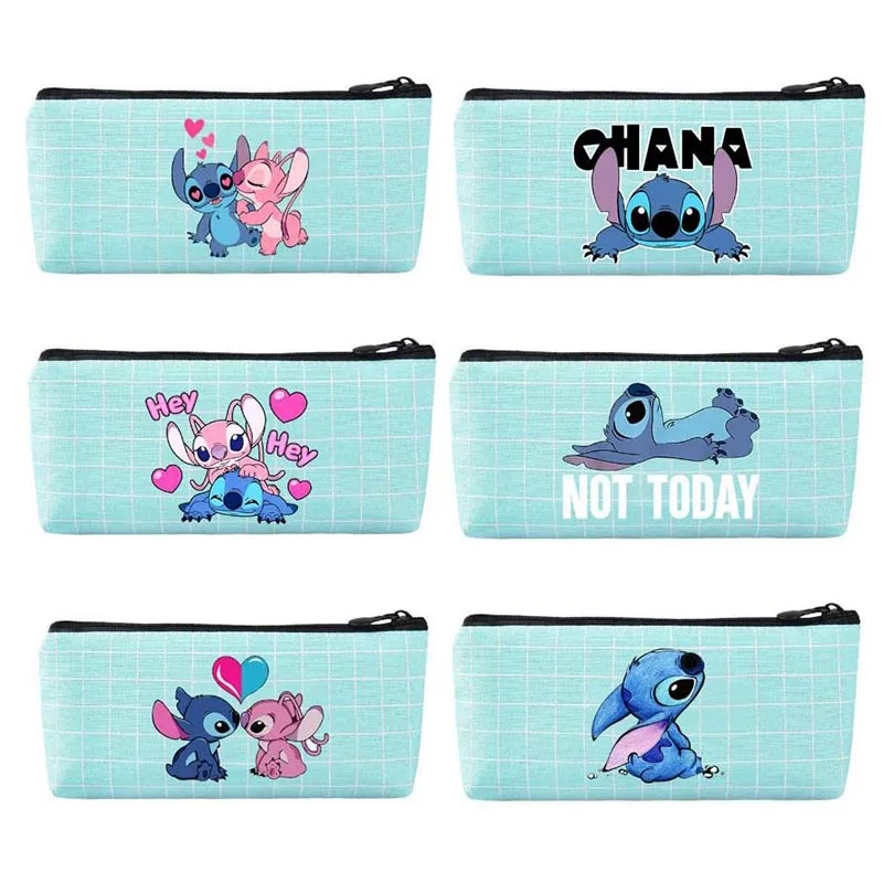 stitch canvas pencil case para a escola disney pencil box kawaii papelaria organizer pen bolsa kids gift supplies 12 pcs por lote 01