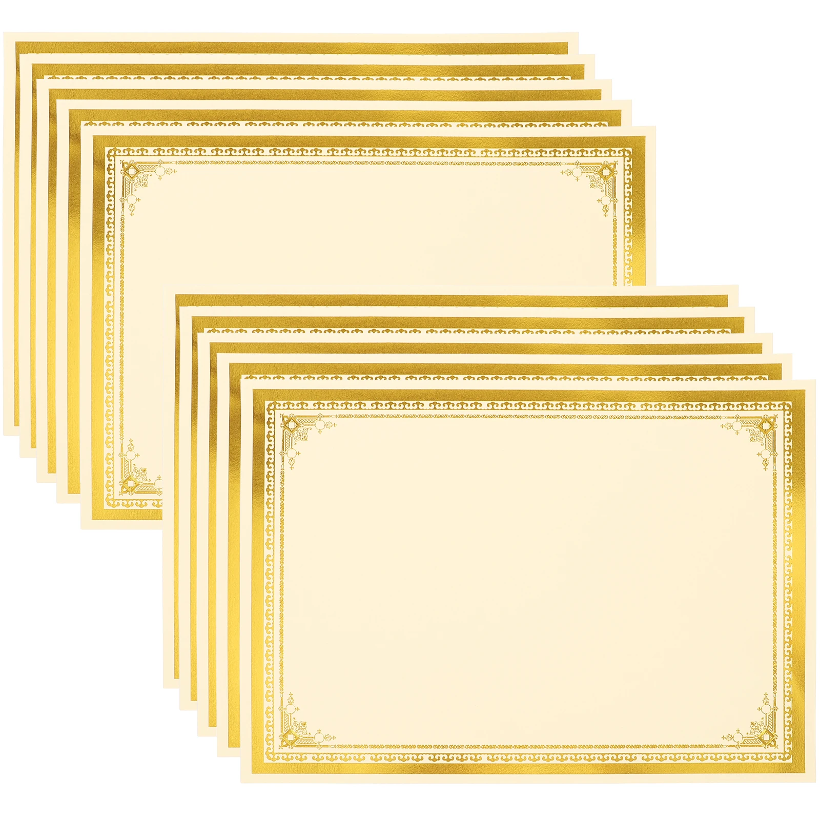

10 Sheets Blank Diploma Certificate Paper A4 210x297mm Gold Foil Inner Pages for Printing School Awards Honor Documents