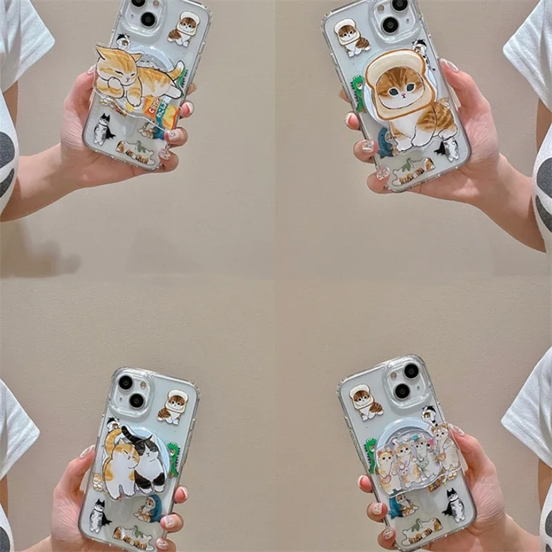 Cute 3D Cat Panda Acrylic Phone Holder Griptok Support For iPhone 16 Samsung Korean Kitten Grip Tok Folding Finger Stand Socket