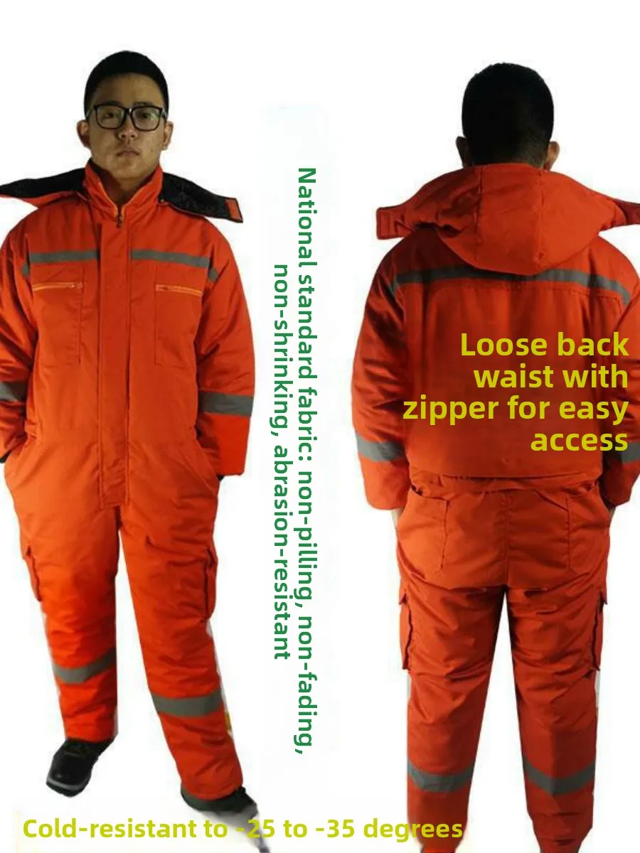 

Thiened Cotton Overalls with Hat for Winter Workwear Men's Boiler Suit Repairing Workwear Removable Collar School orm
