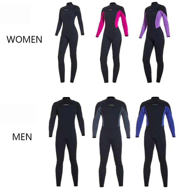 3/2MM Elastic Women Wetsuits Long Sleeve Man Swimsuits Outdoor Sport Female Diving Clothes One-piece Surfing Swimwear