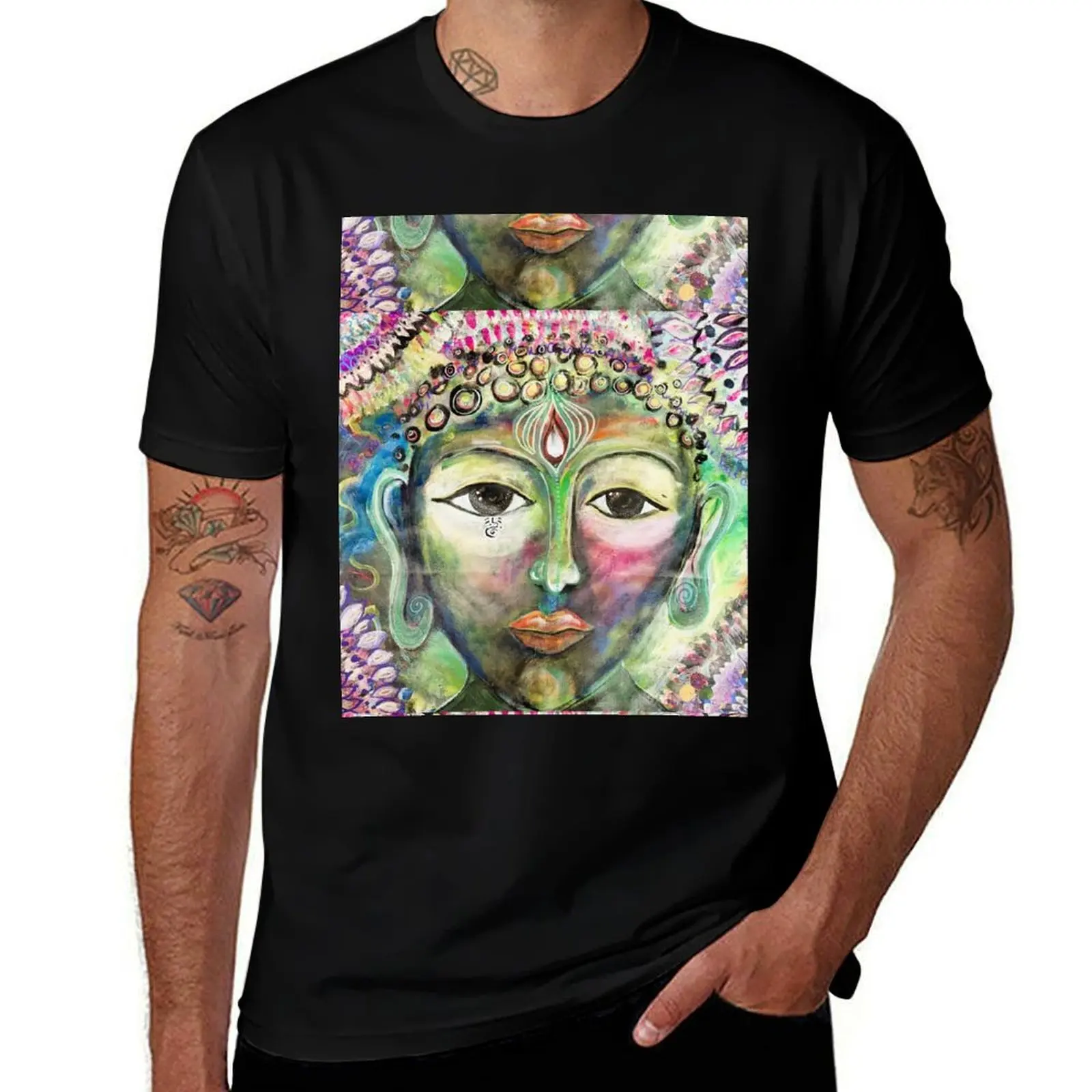 Enchanting Bodhisattva, Acrylic T-Shirt Basic Solid Color Casual Tee Shirt T-Shirt