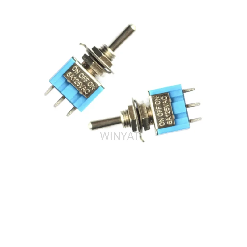 10PCS small toggle switch is a 3-pin 3-position single three-throw oscillating toggle switch without  nut MTS-103 103