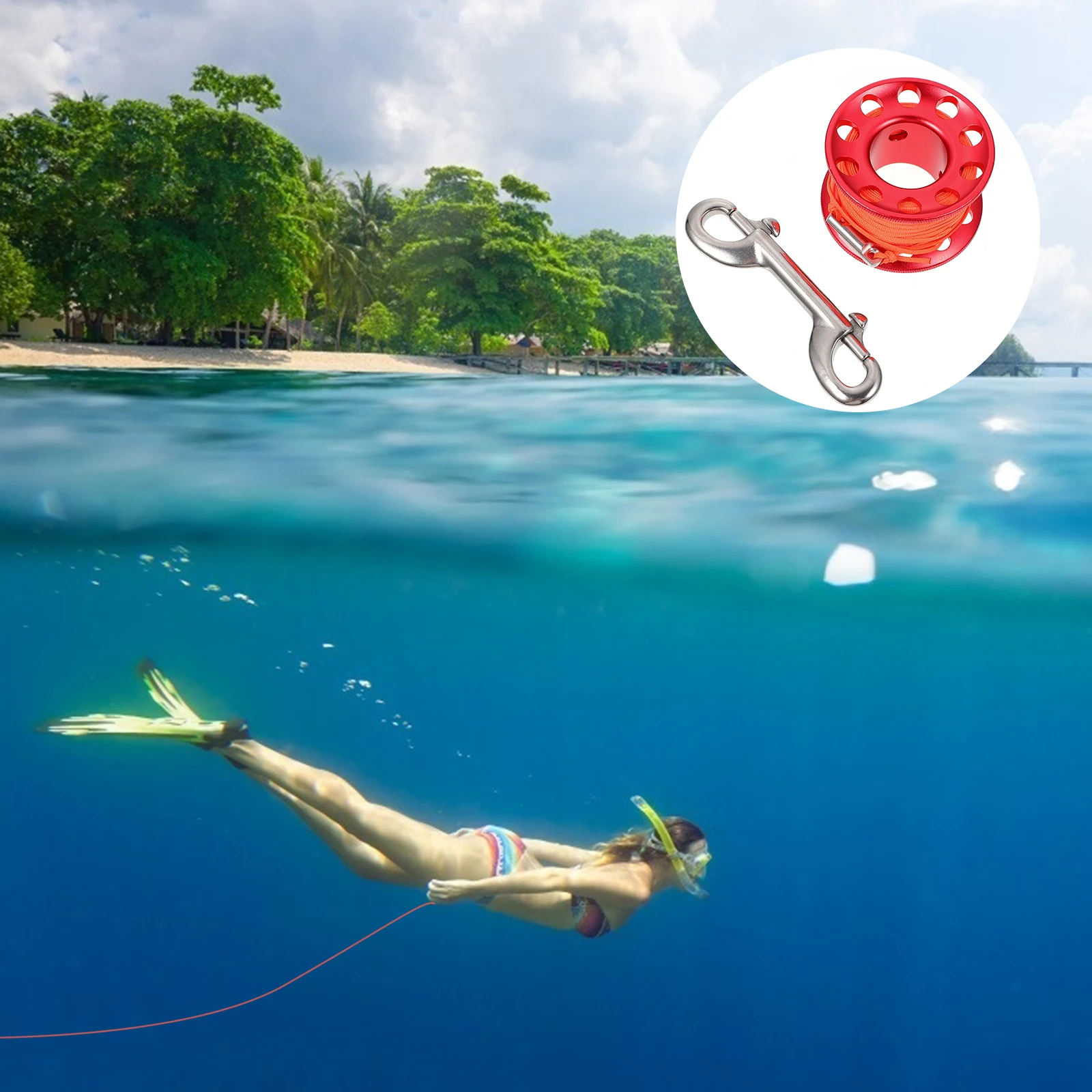 

Aluminum Alloy Line Reel Anti Tangle Spool for Scuba Diving Sturdy Snap Clip Underwater Accessory Cave Mapping Search Recovery