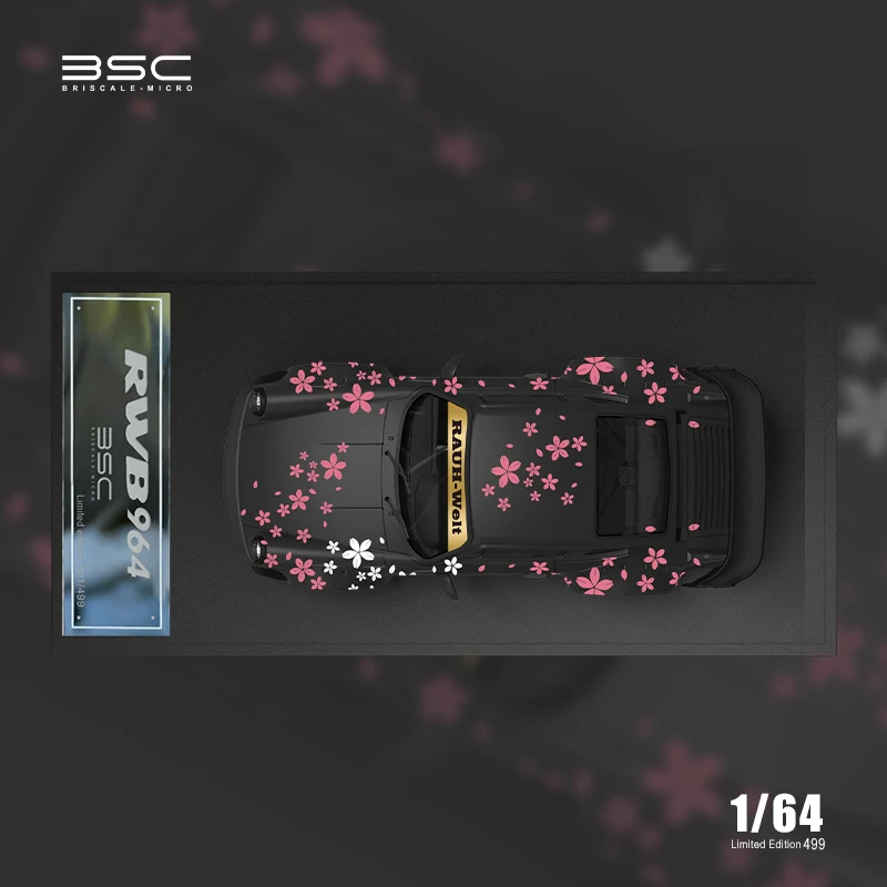 BSC 1/64 RWB 964 Cherry Blossom Matte Black Action Figure Alloy model - IN STOCK