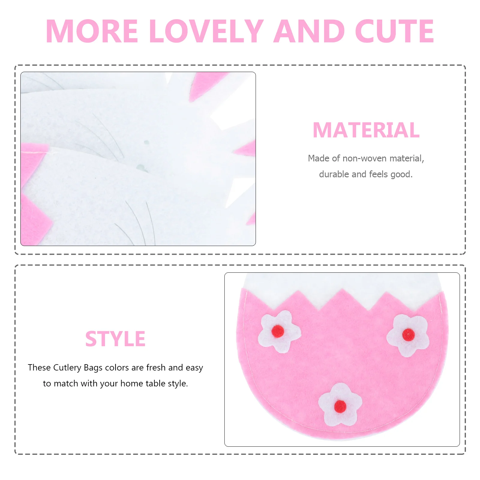 

8 Pcs Rabbit Head Cutlery Bag Holder Bags Storage Pouch Eastertable Decor Fork Banquet