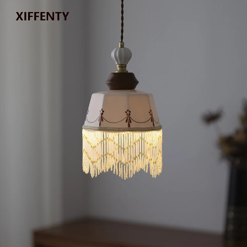 Hand-painted ceramic chandeliers medieval style retro French bedroom bedside entrance bar aisle restaurant creation
