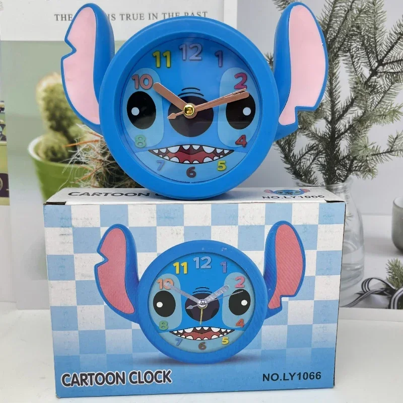 Jam senyap gaya Stitch Kawaii Disney baru jam Alarm bangun awal siswa ornamen meja Anime hadiah ulang tahun anak