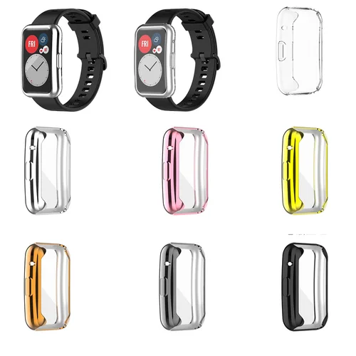 Imagen 2 del producto Funda protectora para Huawei Watch Fit TIA-B09, piezas chapadas en reloj inteligente, Protector de pantalla integral de parachoques de TPU, nueva funda