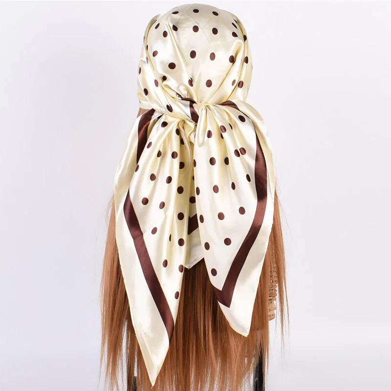 

Head Scarf Women Luxury Brand 90×90cm Silk Square Scarf Satin Bandana Cheveux Soft Neckerchief Hijab Hair Scarves For Ladies