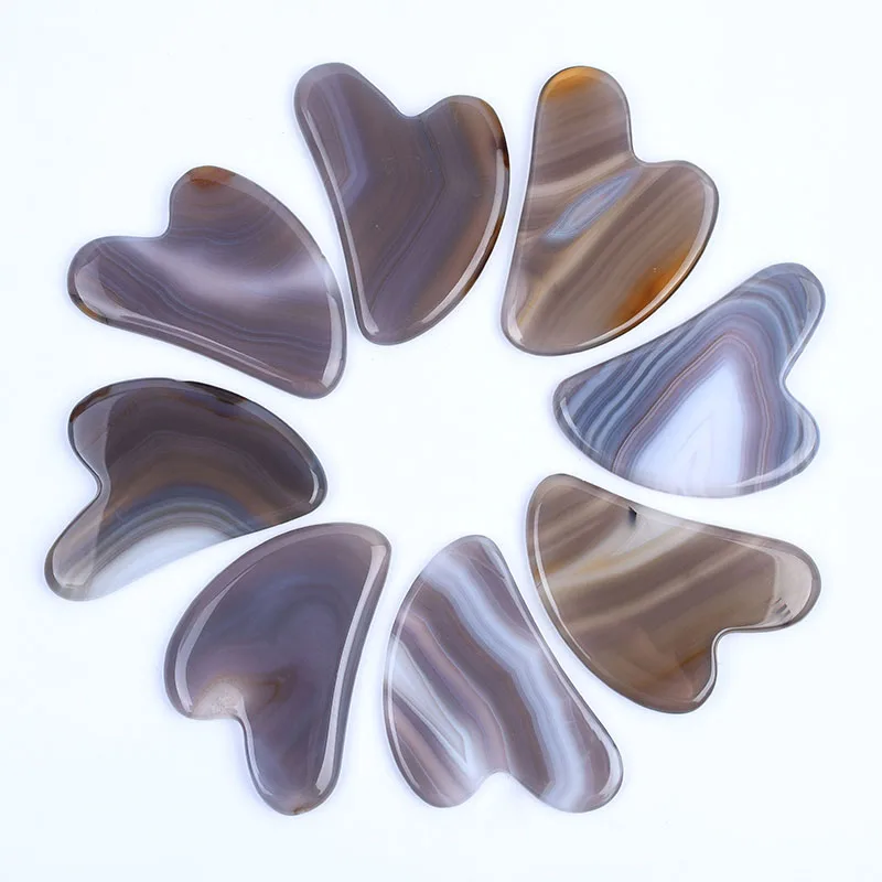 Agate Face Gua Sha Tool Nature Carnelian Crystal Stone Heart Shape Massager Skin Care Neck Body Beauty Product