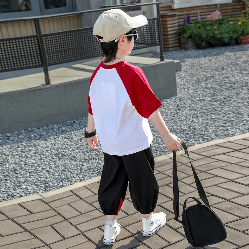 

Narw Summer Outfit Set for Boys ort Sve T-irt And Pants Two-Piece Set Street Sle Baby Boys Summer Clothing