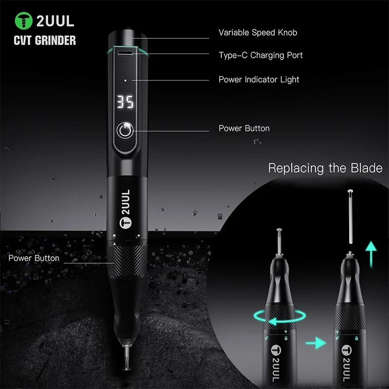 2UUL DA84 CVT Polishing Pen for Mobile Phone Maintenance Portable Stepless Speed Control IC Chip Polishing Disassembly Tool