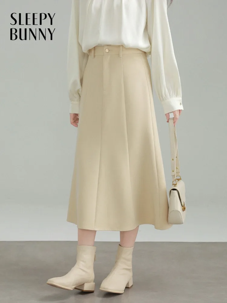 กระโปรงทรงเอเอวสูงระดับกลางสำหรับผู้หญิง ทรงเข้ารูป กระโปรงทรงเมอร์เมดบานออก  กระโปรงทรงเอแบบลำลองสำหรับฤดูใบไม้ร่วงและฤดูหนาว เหมาะสำหรับใส่ในชีวิตประจำวัน