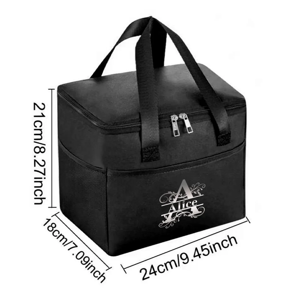 パーソナライズされたカスタムネームアルミホイル厚手ポータブル保温バッグ再利用可能なピクニックトートジッパー付き保温ランチバッグ