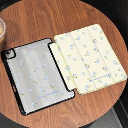 Cover Pencil Holder Funda for IPad Air 6 Case IPad 10th Gen Air 5th 4th 10.9 Pro 11 2020 IPad 10.2 7th 9th 8th Blue Floral Cover