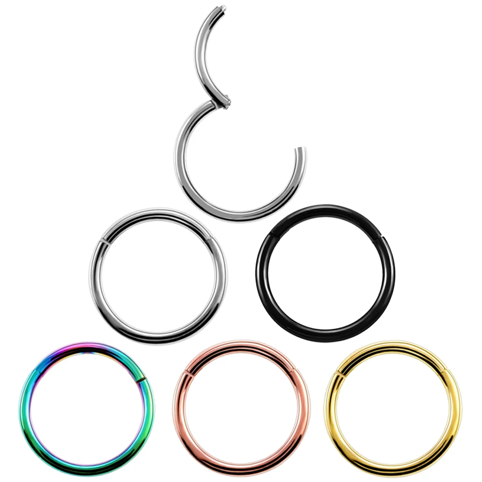 6/8/10/12mm Stainless Steel Nose Rings Hoop for Women Men 18G 16G Cartilage Piercing Body Jewelry Segment Lip Ring