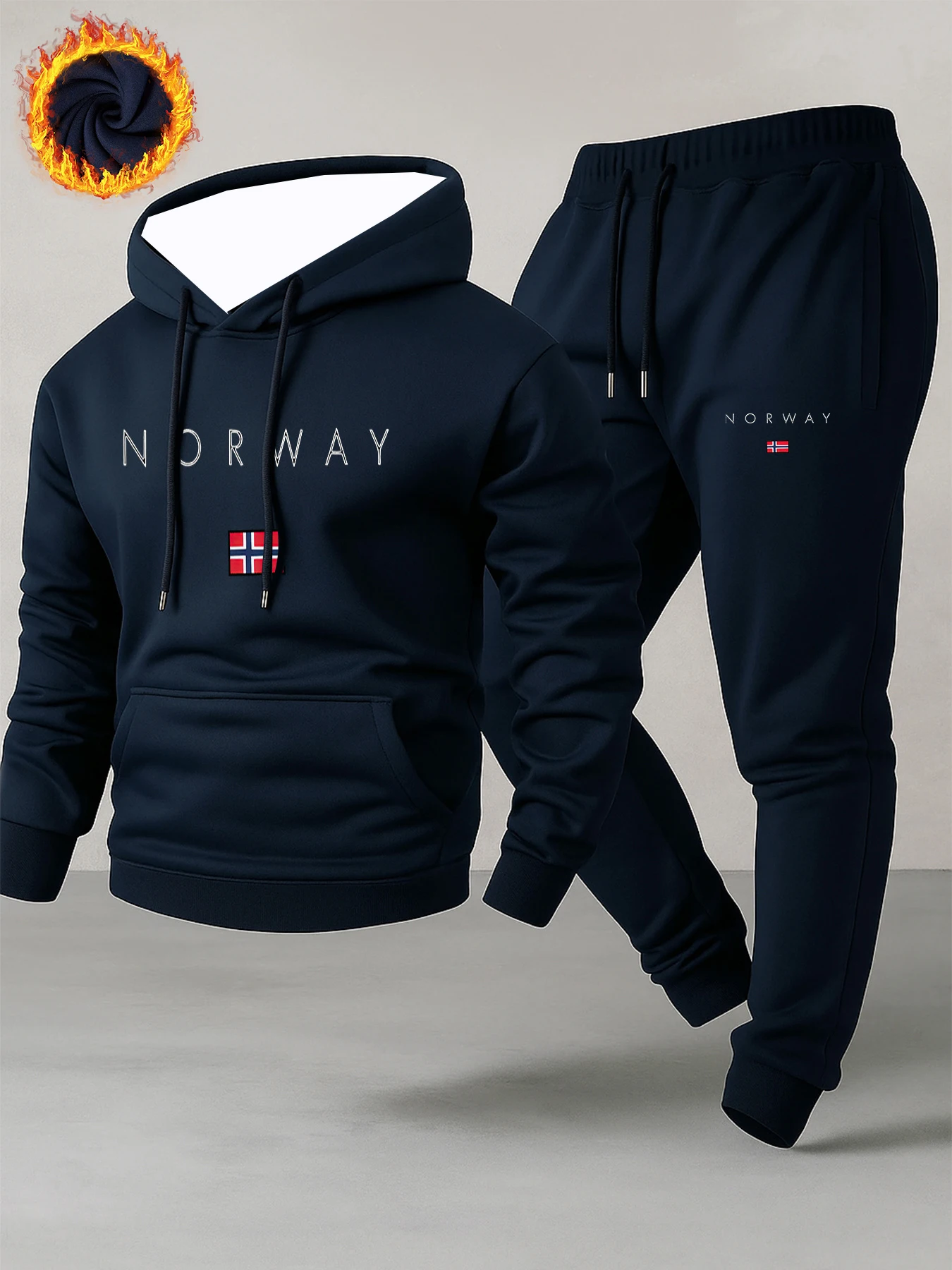 Męski zestaw sportowy z nadrukiem liter na rok 2025, bluza z kapturem i długie spodnie, ciepły komplet na wiosnę, jesień i zimę.