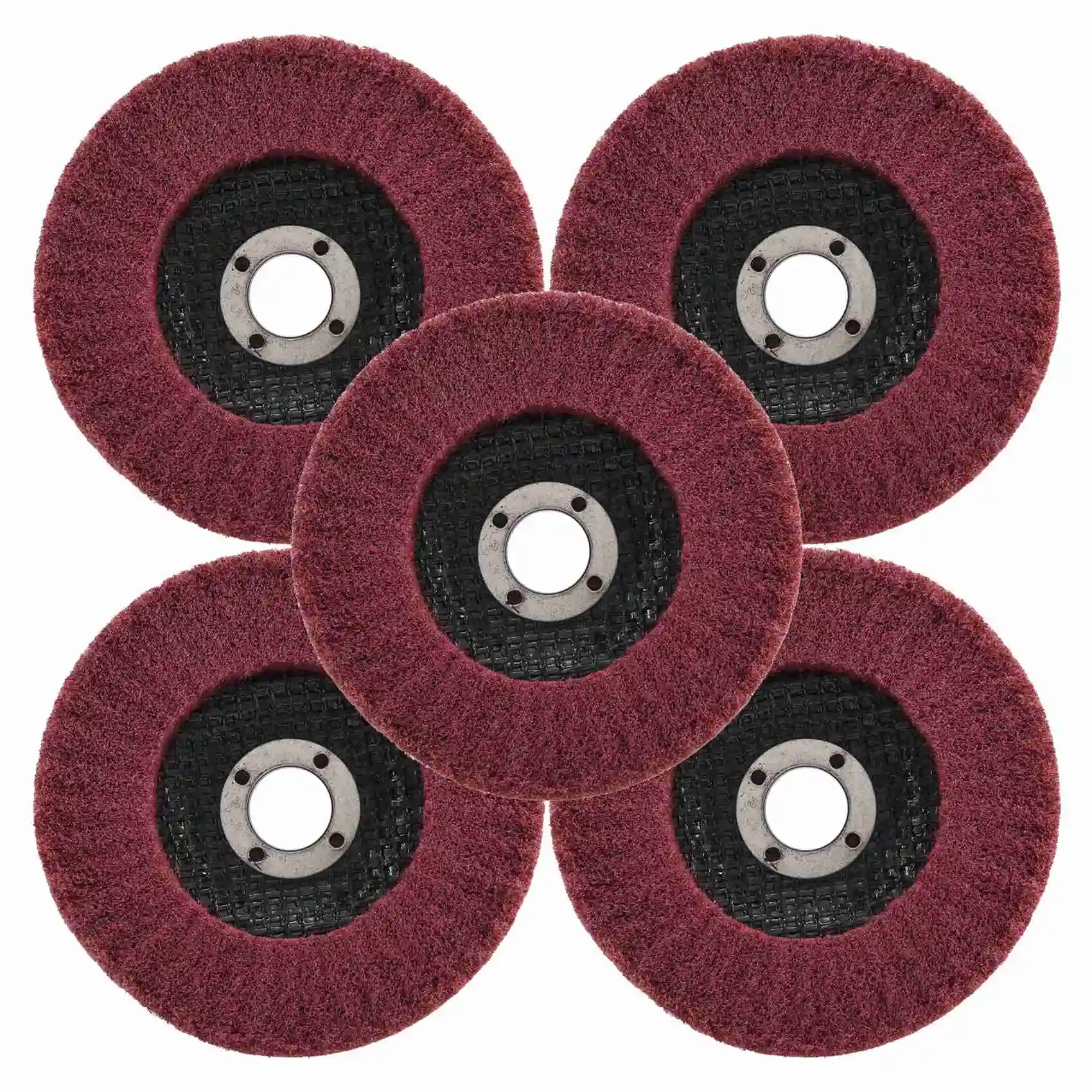 Nylon Fiber Flap Disc, polimento e rebolo, Scouring Pad, roda lustrando para rebarbadora, 4 ", 5Pcs
