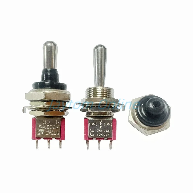 2pcs T8014A-Z1 MOM OFF MOM 3Pins (ON) OFF (ON) T80-T 12mm Panel Mount Mini Toggle Switch Momentary With Waterproof Caps