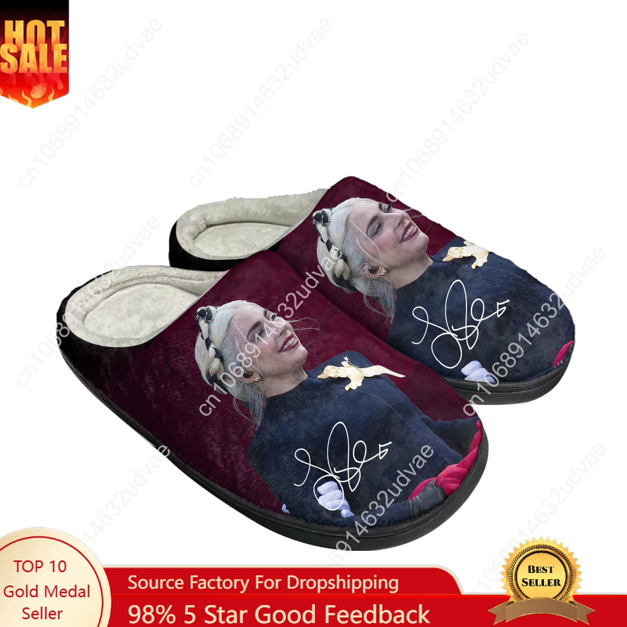 

Lady Gaga Cotton Slippers High Quality Mens Womens Youth Boy Girl Plush Bedroom Keep Warm Shoes Customized Thermal Slipper