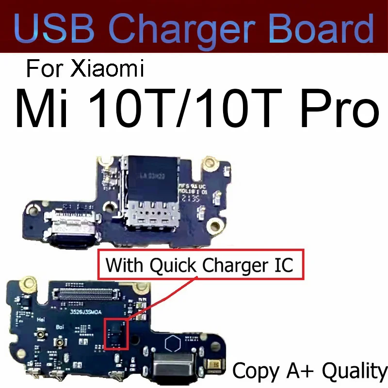 For Xiaomi Mi 10T 10T Pro 10T 10 Lite USB Charger Port Jack Board & Microphone Mic Module & Sim Card Flex Cable Repair Parts IC