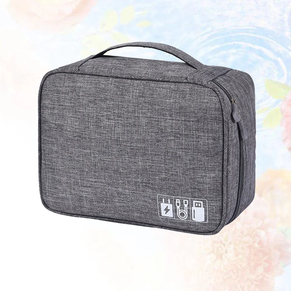 حقيبة تخزين للسفر، حافظة بوليستر مقاومة للماء باللون الرمادي لكابل البيانات، بنك الطاقة، ملحقات الإلكترونيات USB، منظم صغير