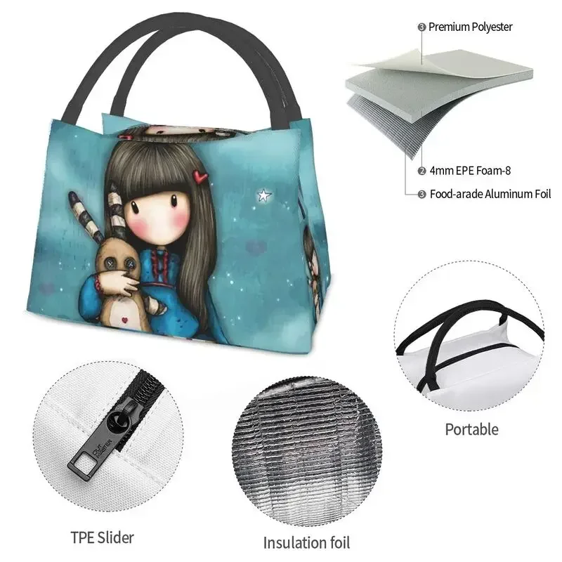 Gorjuss Girls Lunch Bag Men Women Cooler Warm Insulated Lunch Box for Picnic Camping Work Travel