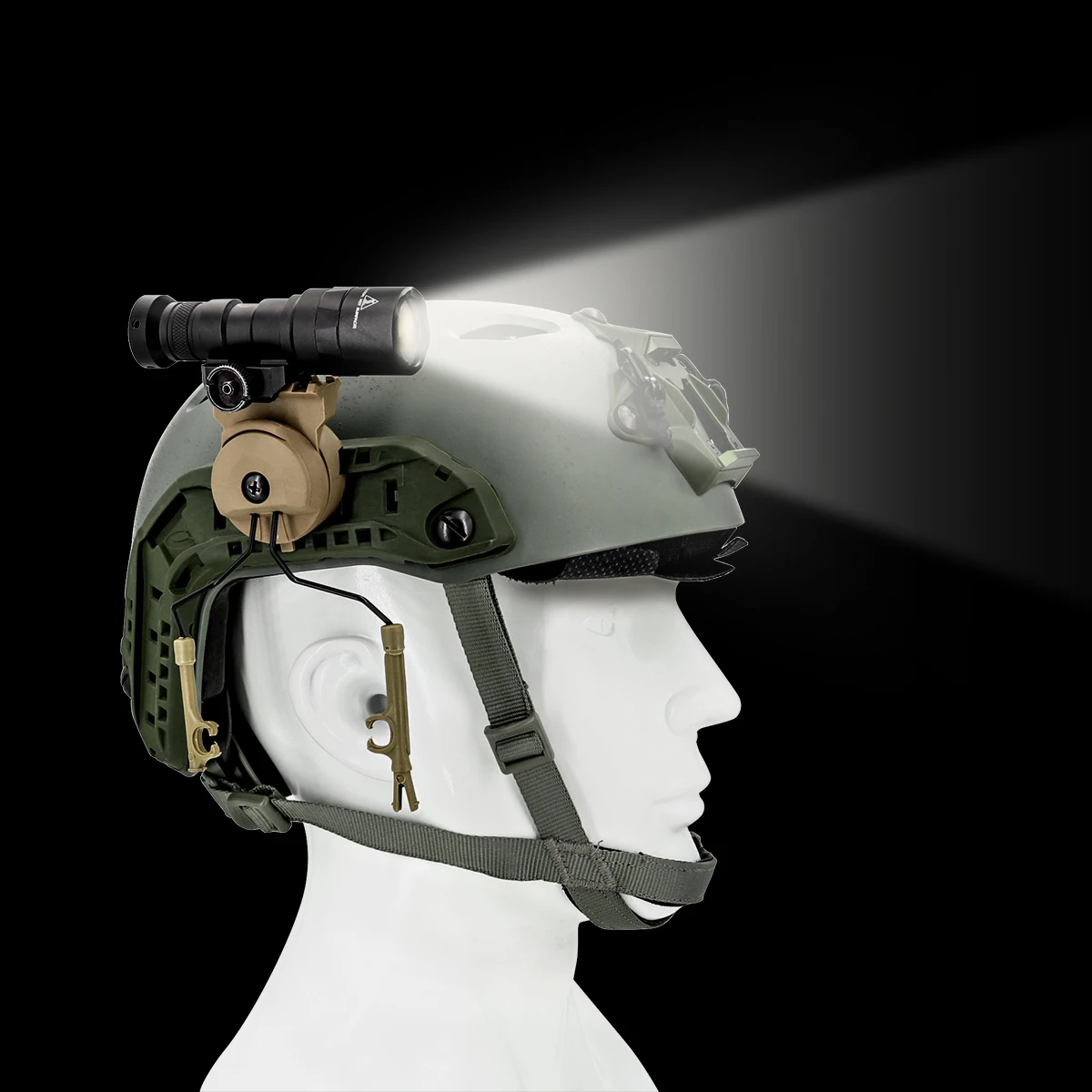 Tac-sky-peltorと互換性のあるタクティカルライトマウント