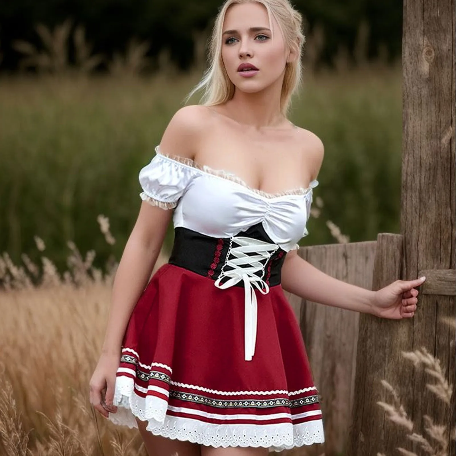 Oktoberfest Dirndl Costume Cosplay Adult Beer Maid Uniforms Sexy Beer Waitress Costume Carnival Halloween Party Fancy Dress