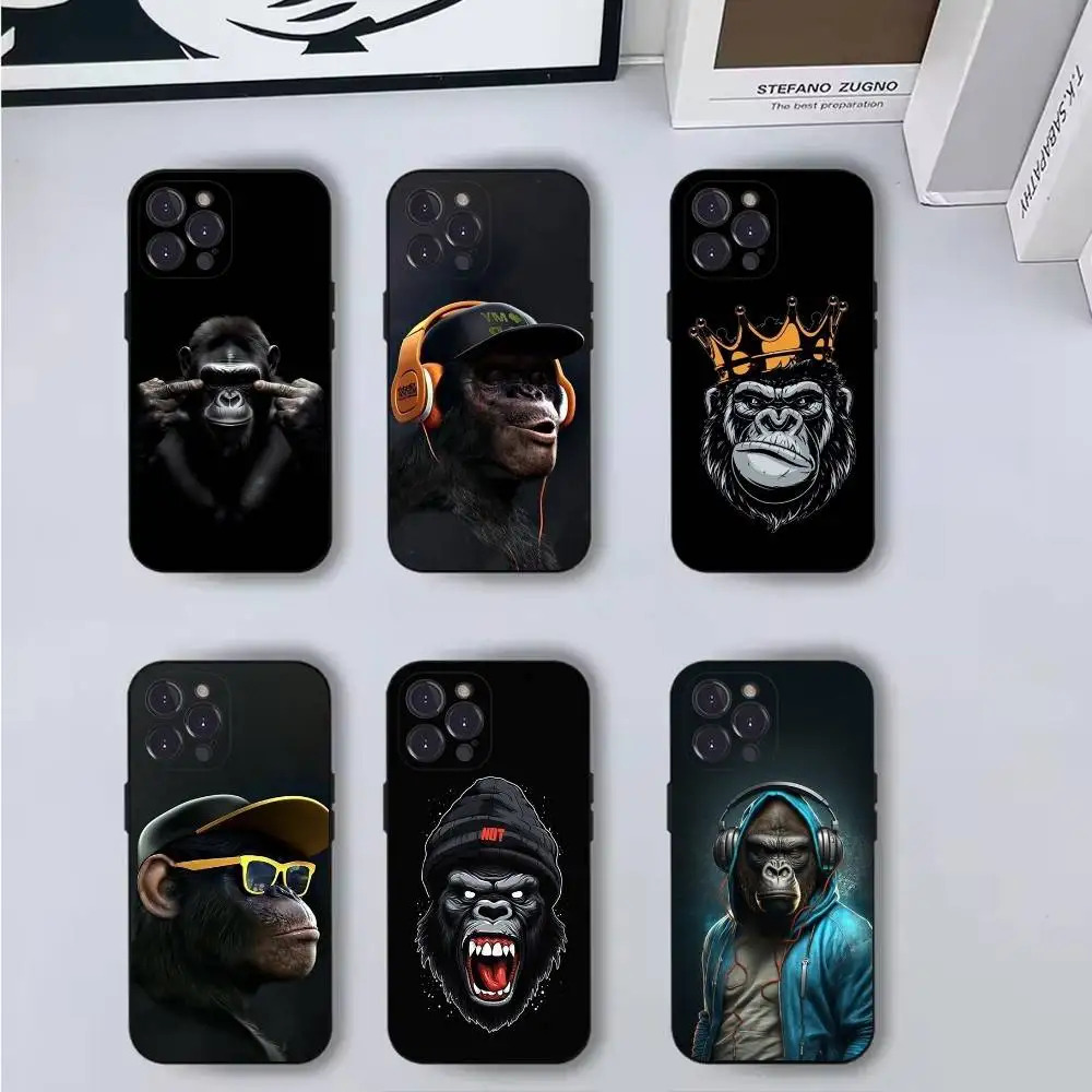 

Monkey Gorilla Art Design Phone Case Phone Case For iPhone 16,15,14,13,12,11,Pro,X,XS,Max,XR,Plus,Mini Soft Black Cover