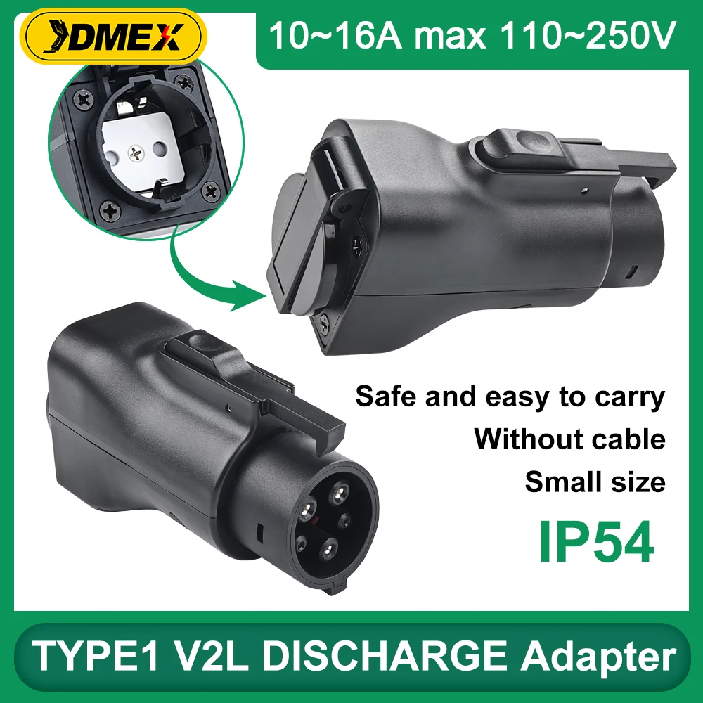 

JDMEX Electric Vehicle Type 1 V2L Discharger Car Converter EV Discharger Adapter For EVSE Charging Station Motorcycle V2L Socket