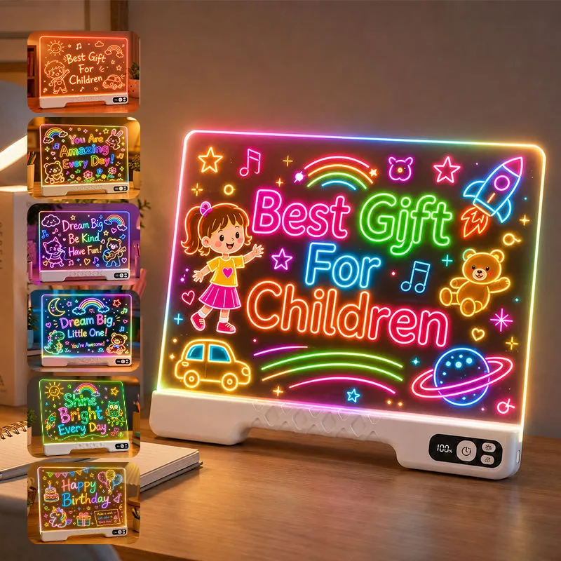16'' Rechargeable LED Drawing Board, Birthday Christmas Gift, Light Up Drawing Tablet with Timer & 14 Lighting Effects