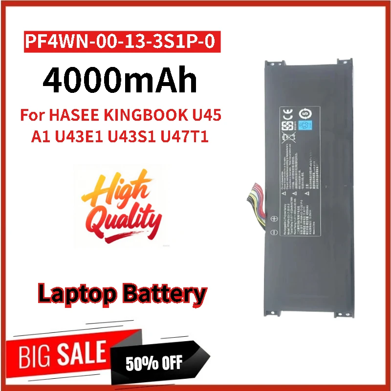 

100% новый аккумулятор для ноутбука PF4WN-03-17-3S1P-0 11,4 В 4000 мАч для HASEE KINGBOOK U45 A1 U43S1 U43E1 U47T1 PF4WN-00-13-3S1P-0