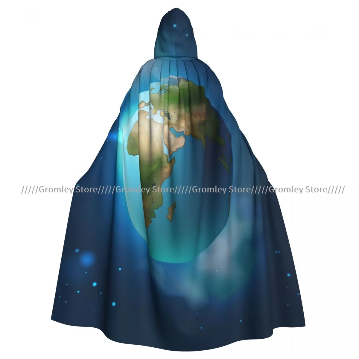 Unisex Halloween Cloak Planet Earth Space Cape Hooded Medieval Costume Witch Wicca Vampire