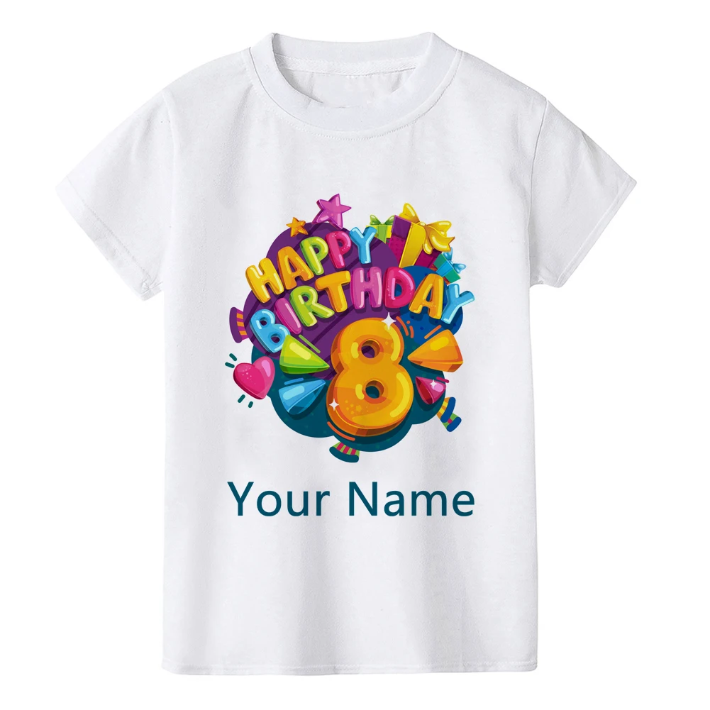 Personalised Boy Birthday Number Name Cartoon T Shirt Number 1 2 3 4 5 6 7 8 9 Graphic Kids Clothes Children Birthday T-shirts