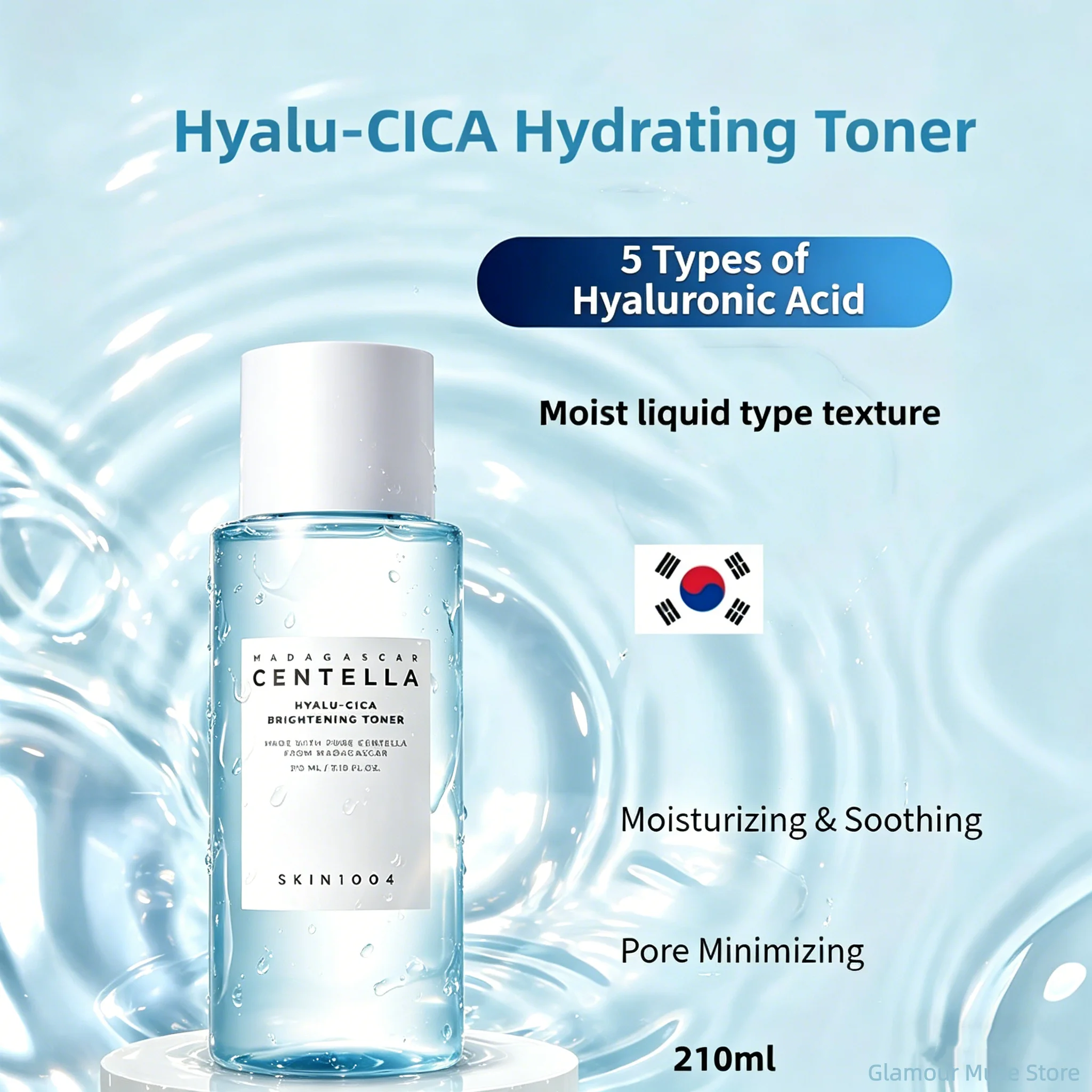 

Korean Centella Hyalu-CICA Brightening Toner,Hyaluronic Acid Facial Balancing Toner,Hydrating and Refreshing Multi-Care 210ml