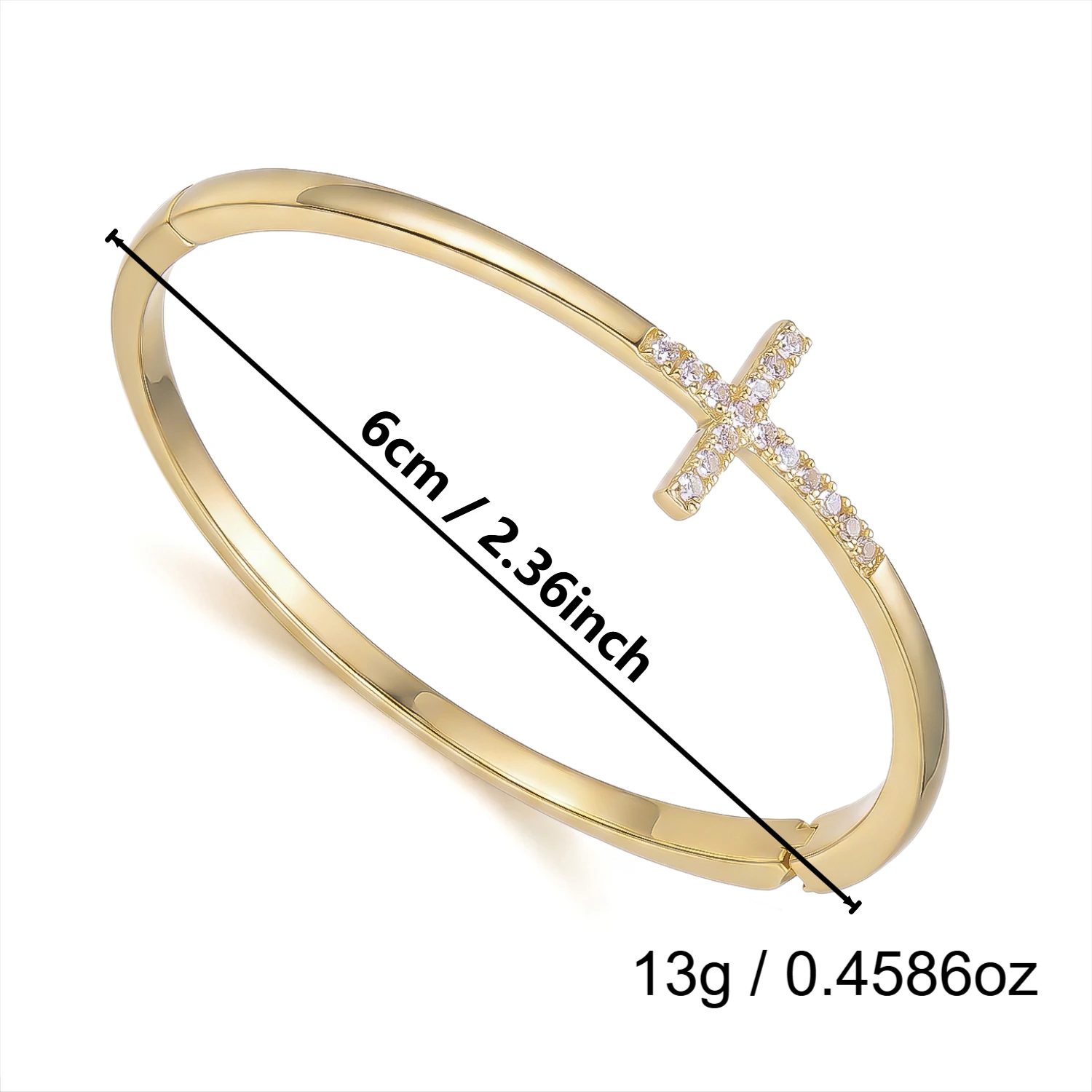 Trendige Vergoldete Edelstahl-Armreifen für Damen und Herren Funkelnde Kubische Zirkonia CZ Kreuz-Armreifen Charms Party-Schmuck Geschenke – Detail 9