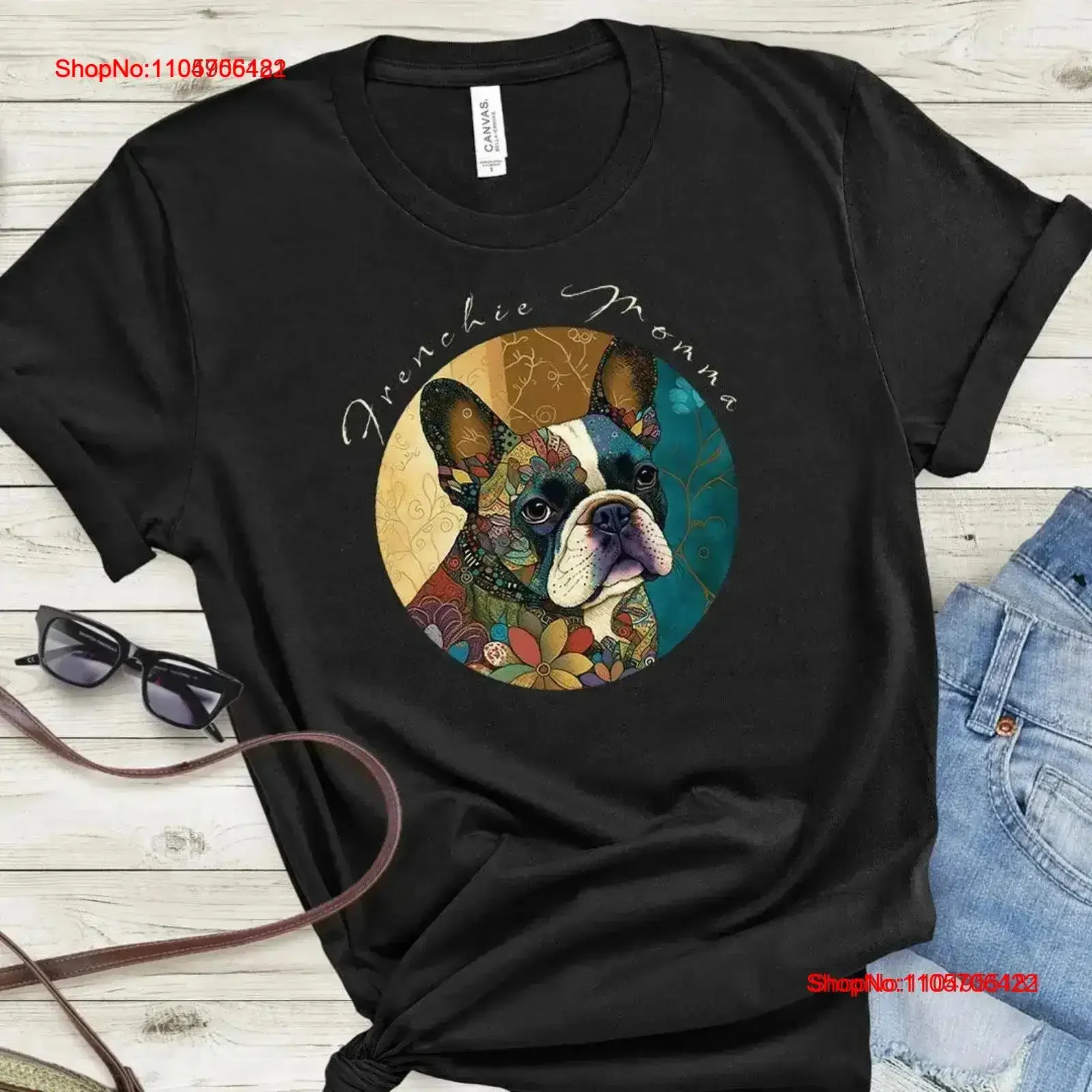 Frenchie Momma T Shirt French Bulldog Mom Mosaic Lover s vintage Washed graphic Casual Breathable Slightly designer clothes