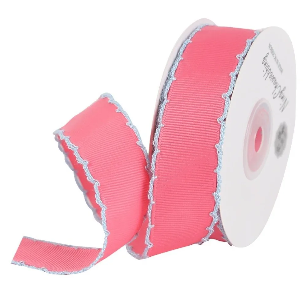 10Yards 25MM Stitched Edge Ribbon Multicolour Versatile Decoration Ribbon DIY Handmade Grosgrain Ribbon Cake Bouquet Packing