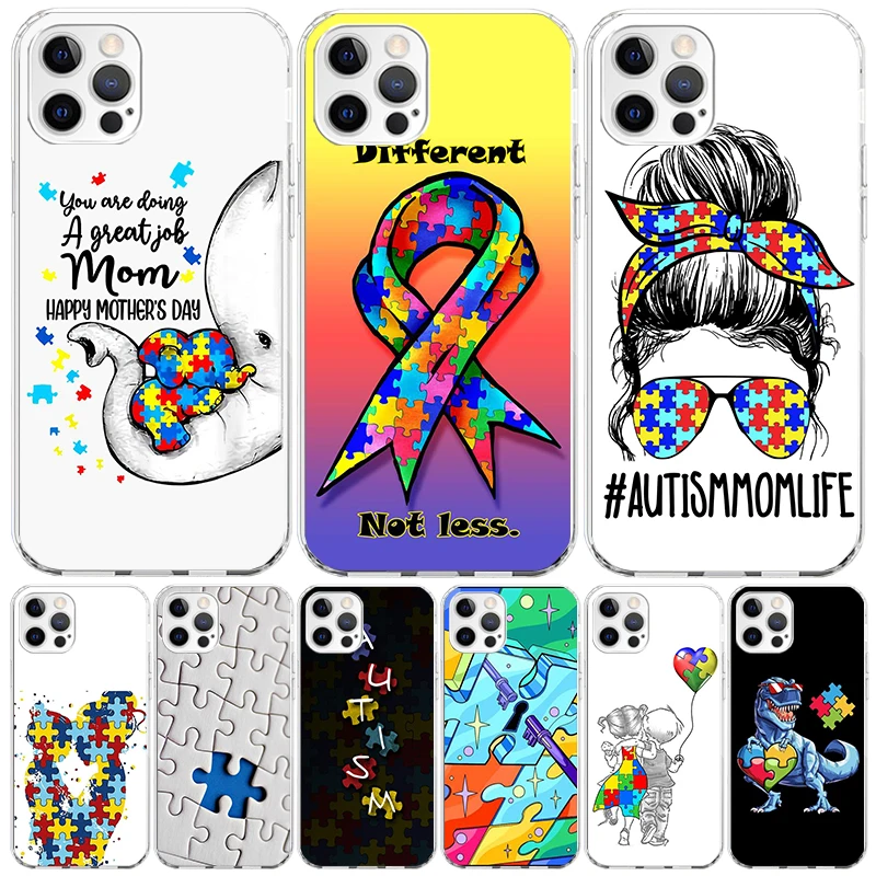 Autism Support Puzzle For iPhone 16 15 14 13 12 11 Pro Max Phone Case X XS XR 7 Plus Print 8 SE Apple Fundas Cover Coque 11 15 1