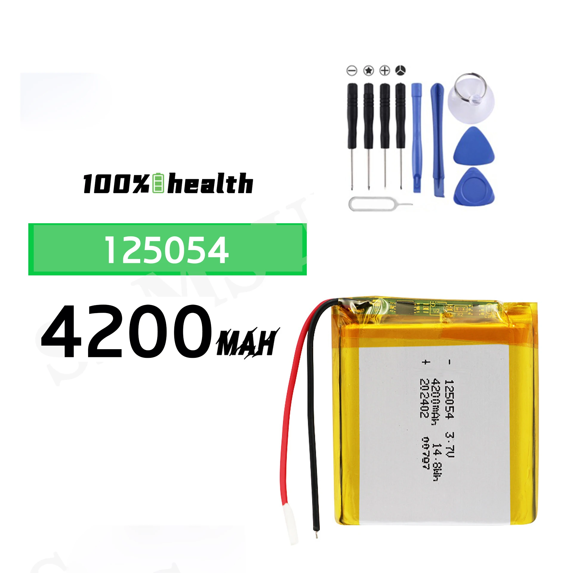 3.7V 4200mAh Lithium Polymer LiPo Rechargeable battery 125054 For GPS PSP Power bank Tablet PC speaker Laptop MID DVD PAD