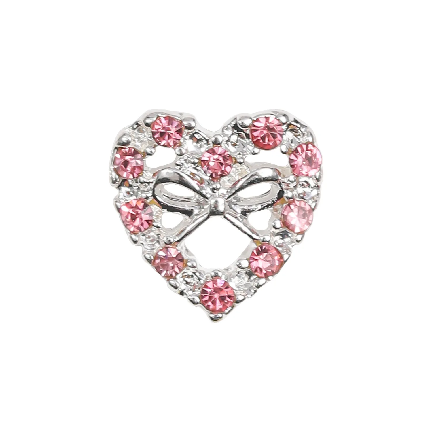 10 pièces 3D alliage de luxe évidé arc coeur Nail Art strass breloques manucure bijoux accessoires ongles décoration fournitures